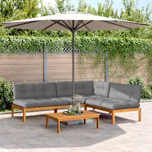 Vrtna garnitura iz palet 4-delna z blazinami trden akacijev les