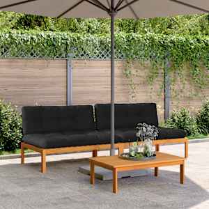 Vrtni srednji kavč iz palet z blazinami 2 kosa trdna akacija