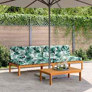 Vrtni srednji kavč iz palet z blazinami 2 kosa trdna akacija