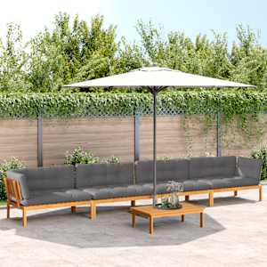 Vrtna garnitura iz palet 5-delna z blazinami trden akacijev les