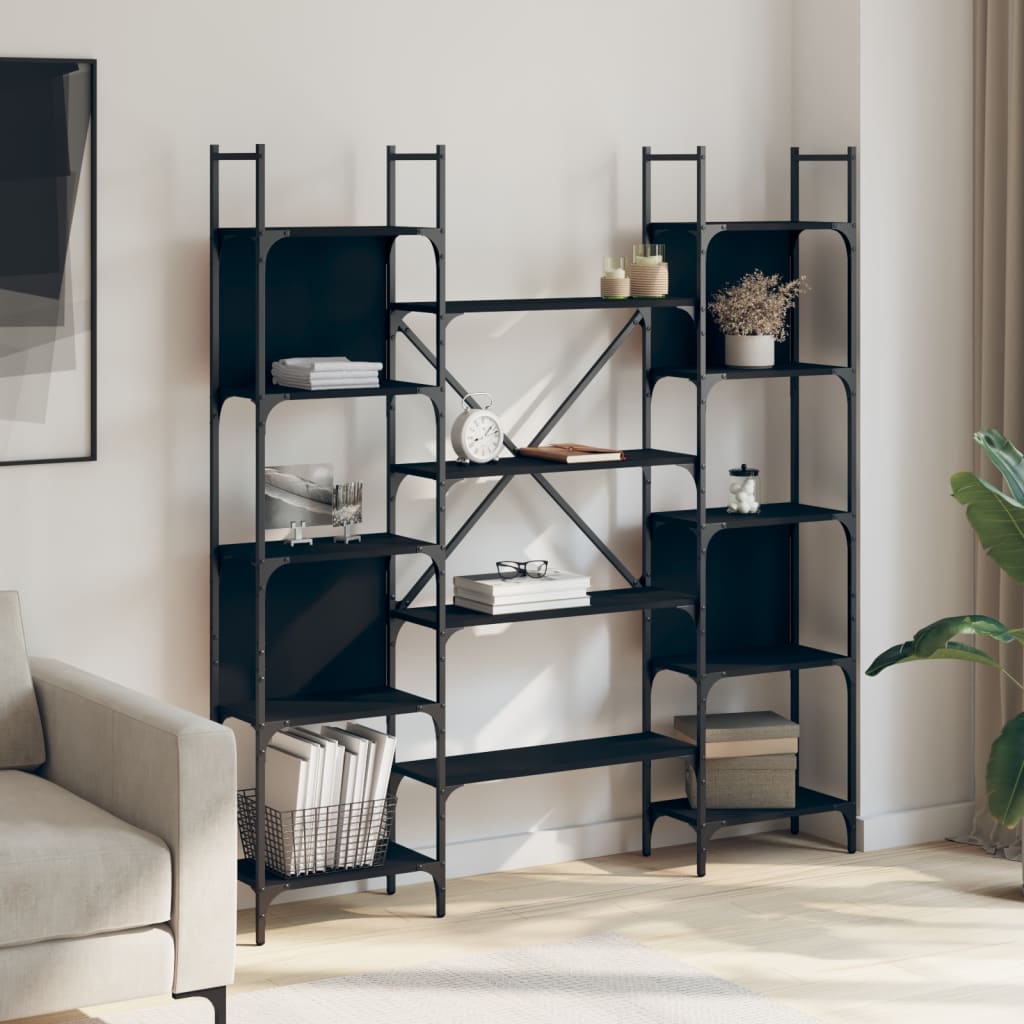 vidaXL Bibliotecă, negru, 155,5x24x166,5 cm, lemn prelucrat