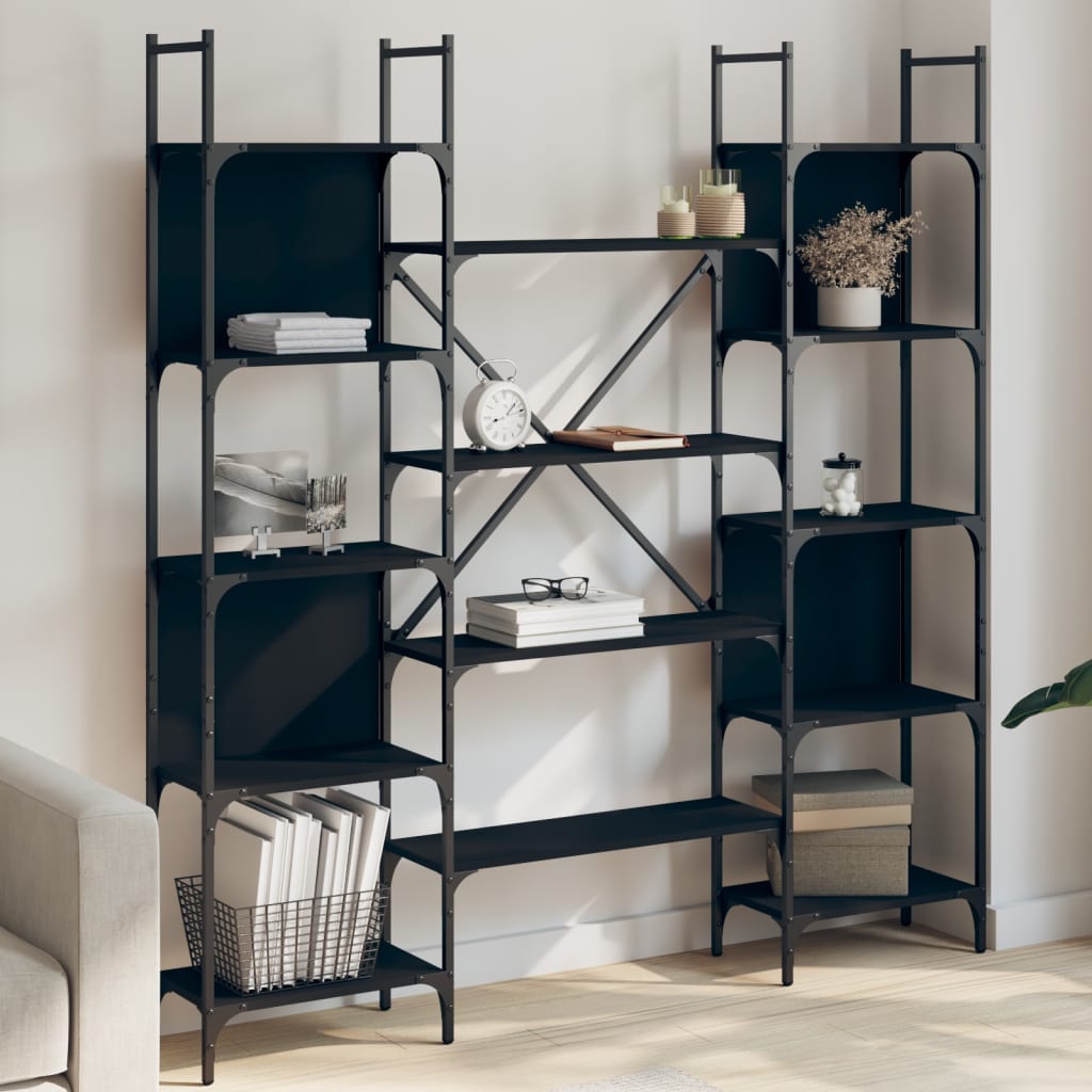 vidaXL Bibliotecă, negru, 155,5x24x166,5 cm, lemn prelucrat