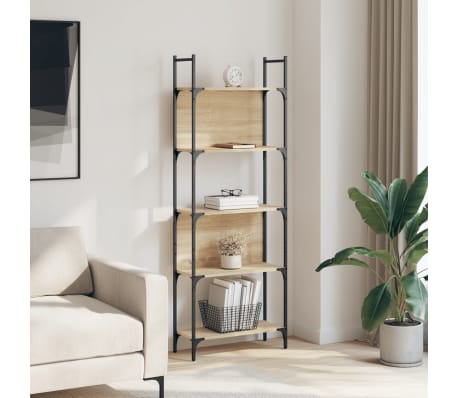 vidaXL Bokhylle 5 etasjer sonoma eik 60,5x24x166,5 cm konstruert tre