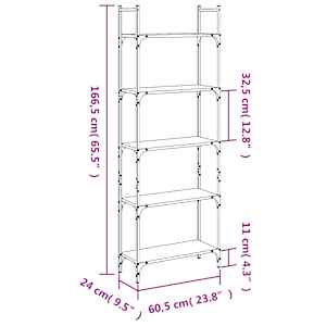 Knihovna s 5 policemi kouřový dub 60,5 x 24 x 166,5 cm kompozit - obrázek 10
