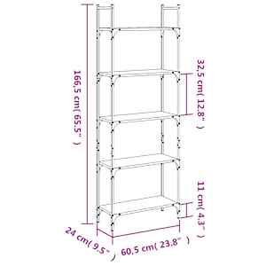 Knihovna s 5 policemi hnědý dub 60,5 x 24 x 166,5 cm kompozit - obrázek 10