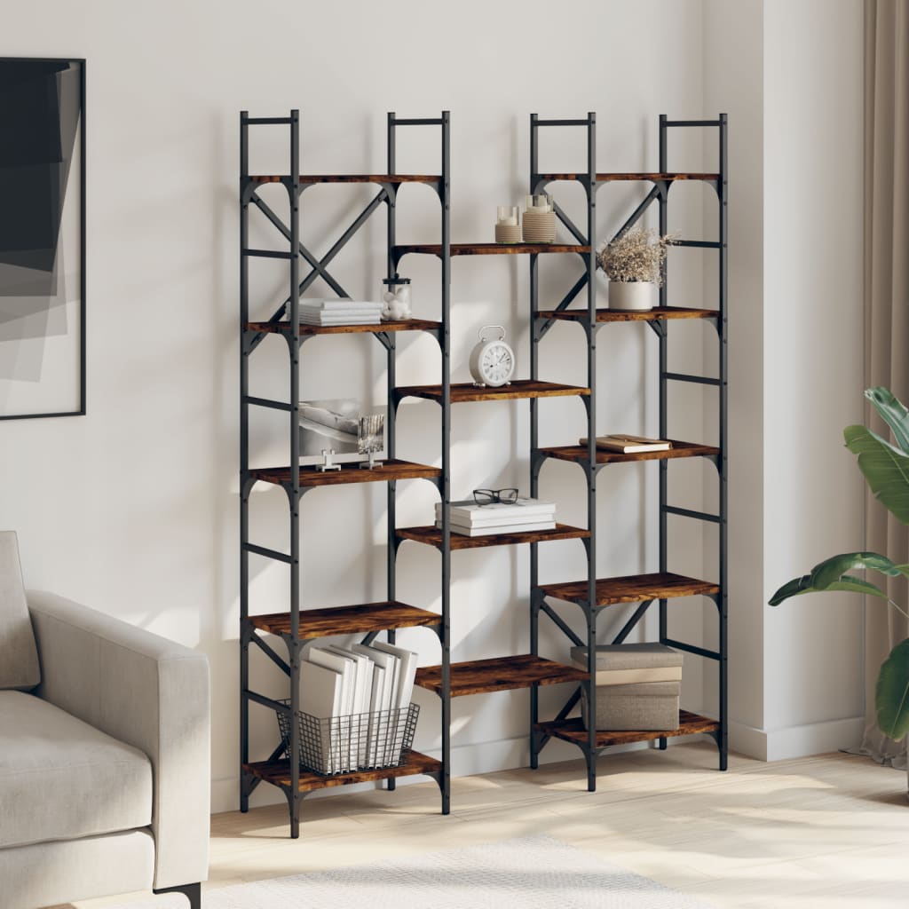 vidaXL Kirjahylly savutammi 127,5x28,5x172,5 cm lastulevy