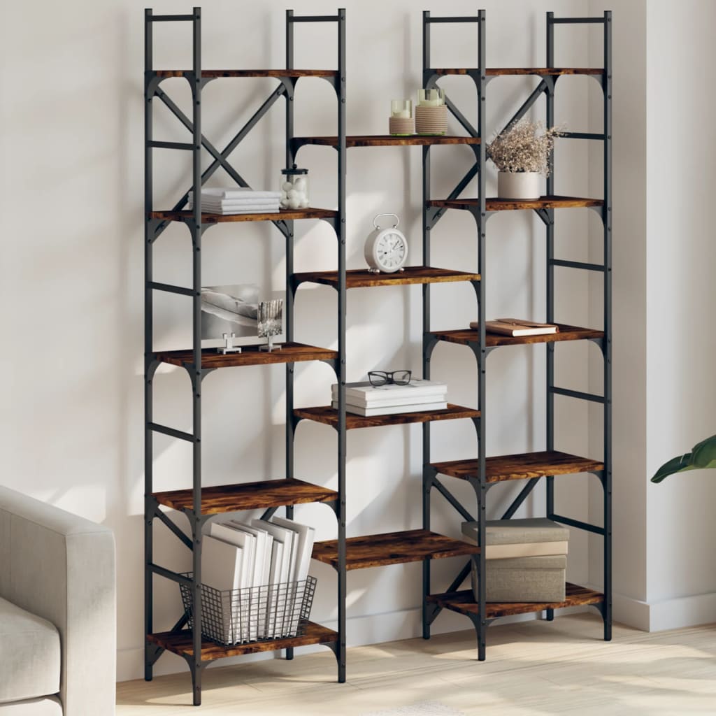 vidaXL Bücherregal Räuchereiche 127,5x28,5x172,5 cm Holzwerkstoff