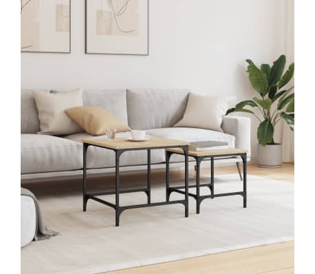 vidaXL Mese suprapuse de cafea, 2 buc, stejar sonoma, lemn prelucrat