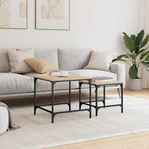 vidaXL Mese suprapuse de cafea, 2 buc, stejar sonoma, lemn prelucrat