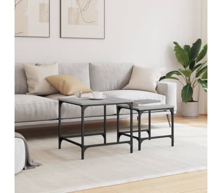 vidaXL Stablebare salongbord 2 stk grå sonoma konstruert tre