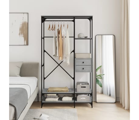 VidaXL Kleiderständer Mit Regalen - Schwarz