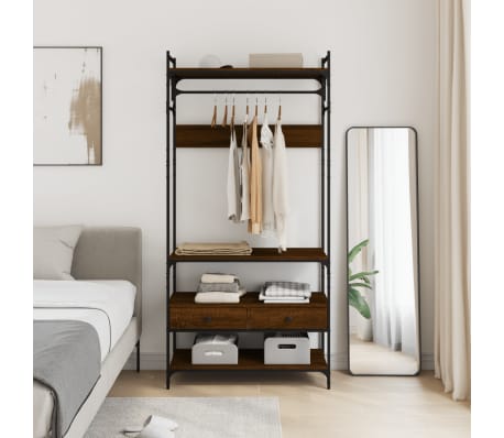 vidaXL Kleiderst&auml;nder mit Schubladen Braun Eichen-Optik 89x39x184,5 cm