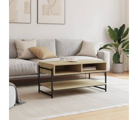 vidaXL Table basse ch&ecirc;ne sonoma 90x50x45 cm bois d'ing&eacute;nierie