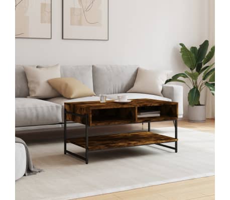 vidaXL Table basse ch&ecirc;ne fum&eacute; 90x50x45 cm bois d'ing&eacute;nierie