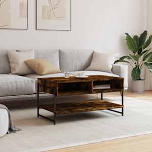 vidaXL Table basse ch&ecirc;ne fum&eacute; 90x50x45 cm bois d'ing&eacute;nierie