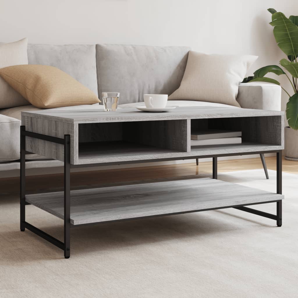 vidaXL sofabord 90x50x45 cm konstrueret træ grå sonoma-eg