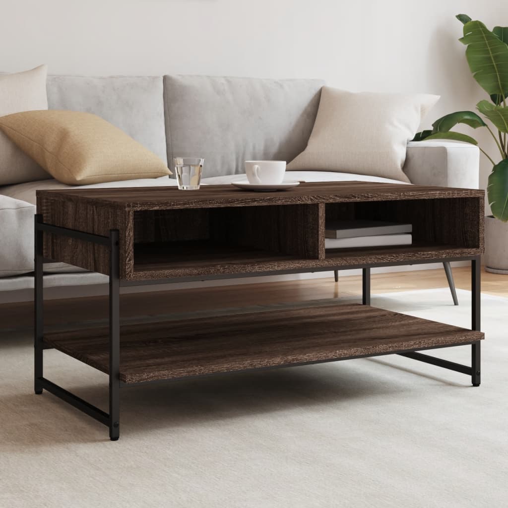 vidaXL sofabord 90x50x45 cm konstrueret træ brun egetræsfarve