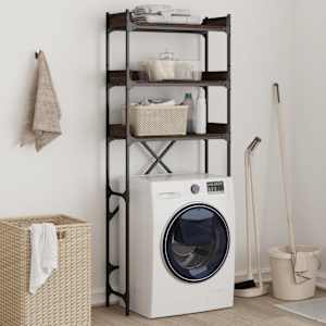 Polica za pralni stroj rjavi hrast 67x25x163 cm inženirski les