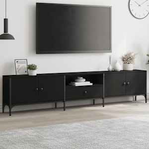 TV skříňka černá 200 x 25 x 44 cm kompozitní dřevo - obrázek 1