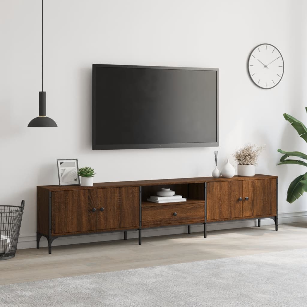 vidaXL Tv-meubel met lade 200x25x44 cm bewerkt hout bruin eikenkleur