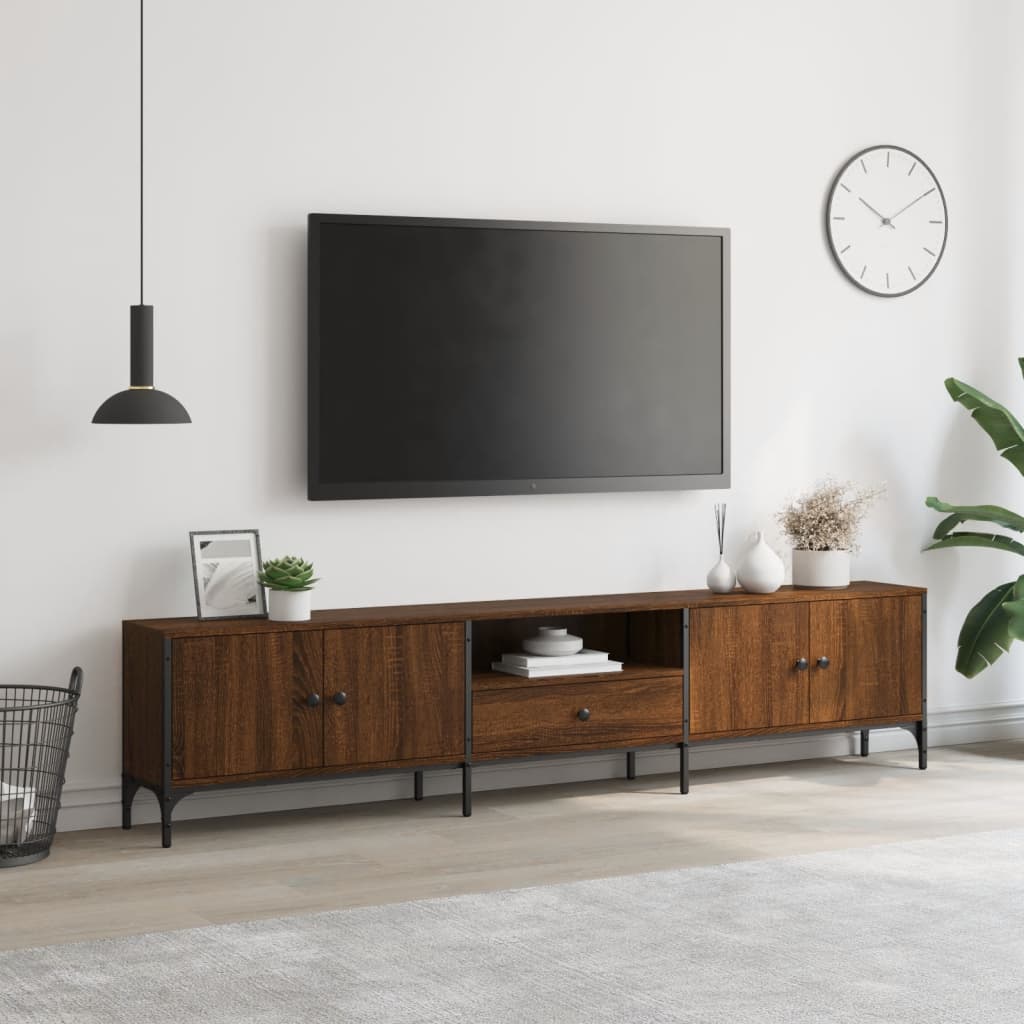 vidaXL Comodă TV cu sertar, stejar maro, 200x25x44 cm, lemn prelucrat