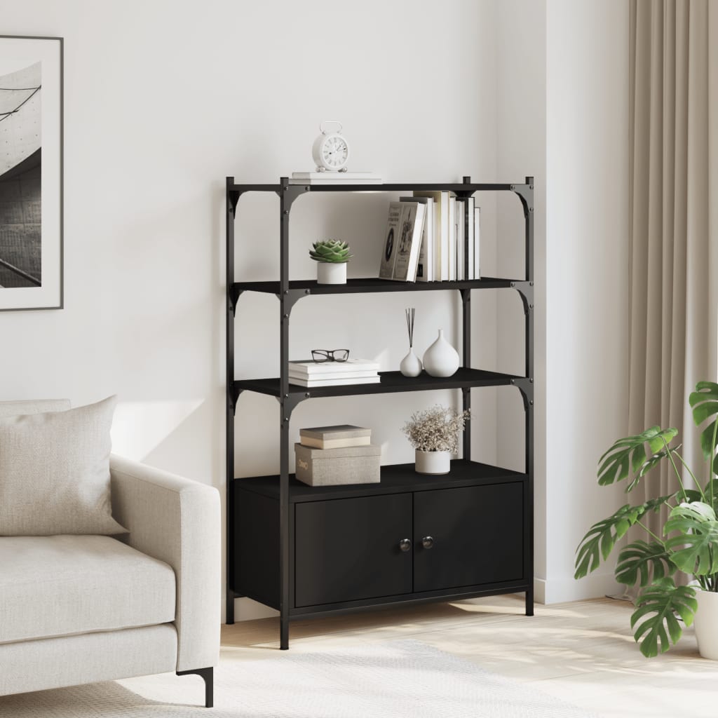 vidaXL Boekenkast 3-laags 70x30x109,5 cm bewerkt hout zwart afbeelding