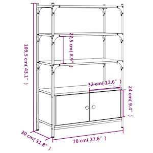 Knihovna se 3 policemi černá 70x30x109,5 cm kompozitní dřevo - obrázek 11