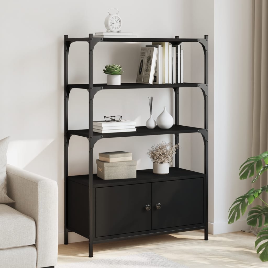 vidaXL Bookcase 3-Tier Black 70x30x109.5 cm Engineered Wood