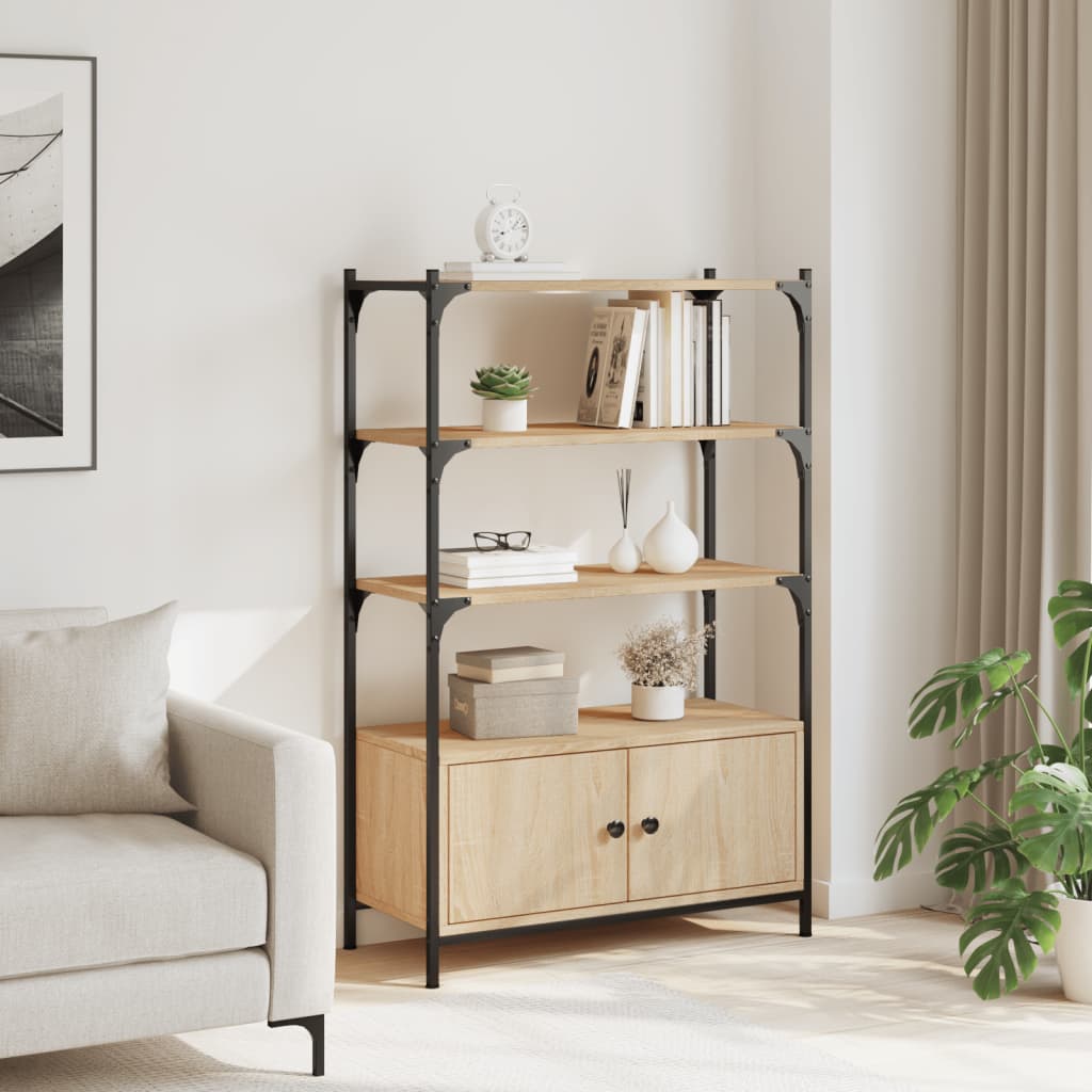 vidaXL Boekenkast 3-laags 70x30x109,5 cm bewerkt hout sonoma eiken afbeelding