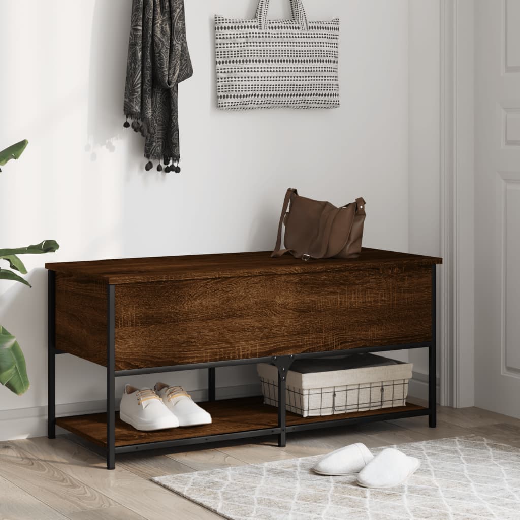 vidaXL barna tölgyszínű szerelt fa tárolópad 100 x 42,5 x 47 cm