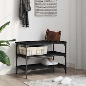 Lavice s botníkem černá 70 x 38,5 x 49 cm kompozitní dřevo - obrázek 3