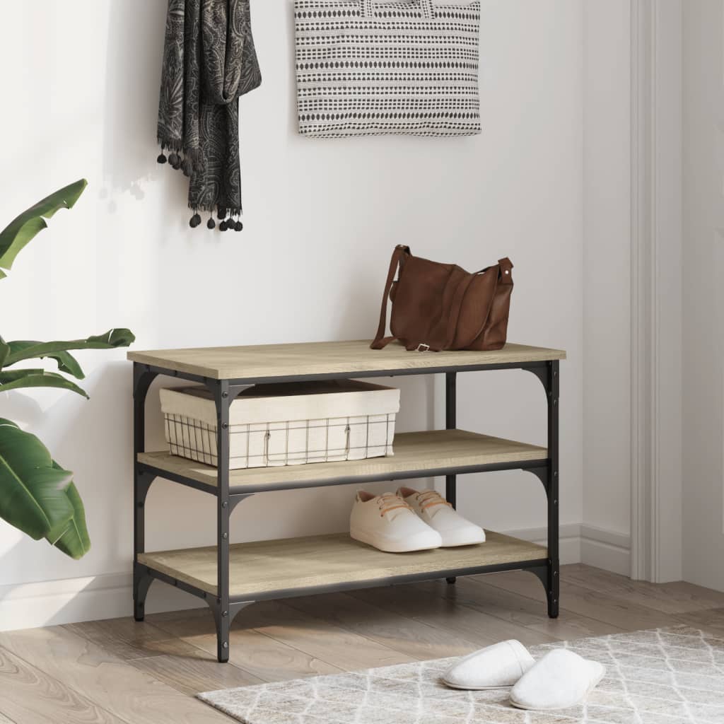 vidaXL Kenkäpenkki Sonoma-tammi 70x38,5x49 cm tekninen puu