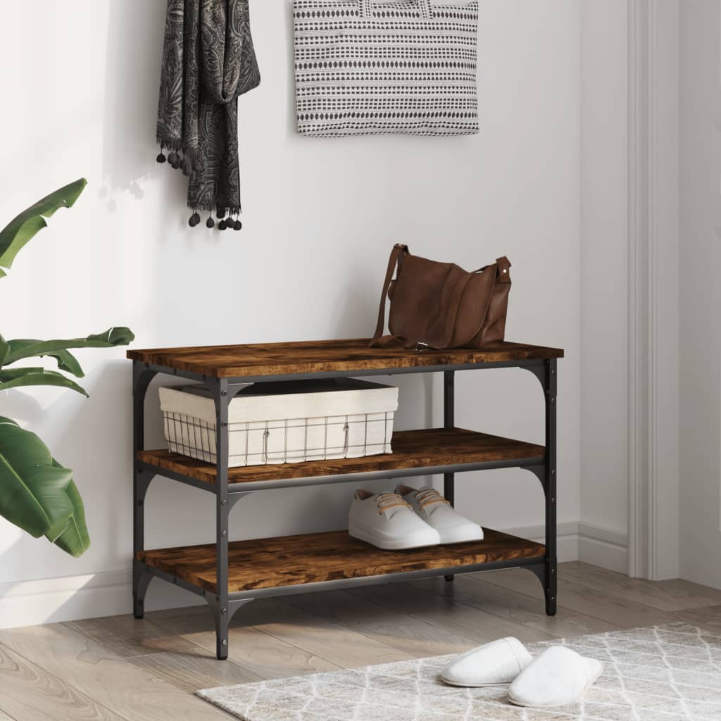 vidaXL Kenkäpenkki savutammi 70x38,5x49 cm tekninen puu