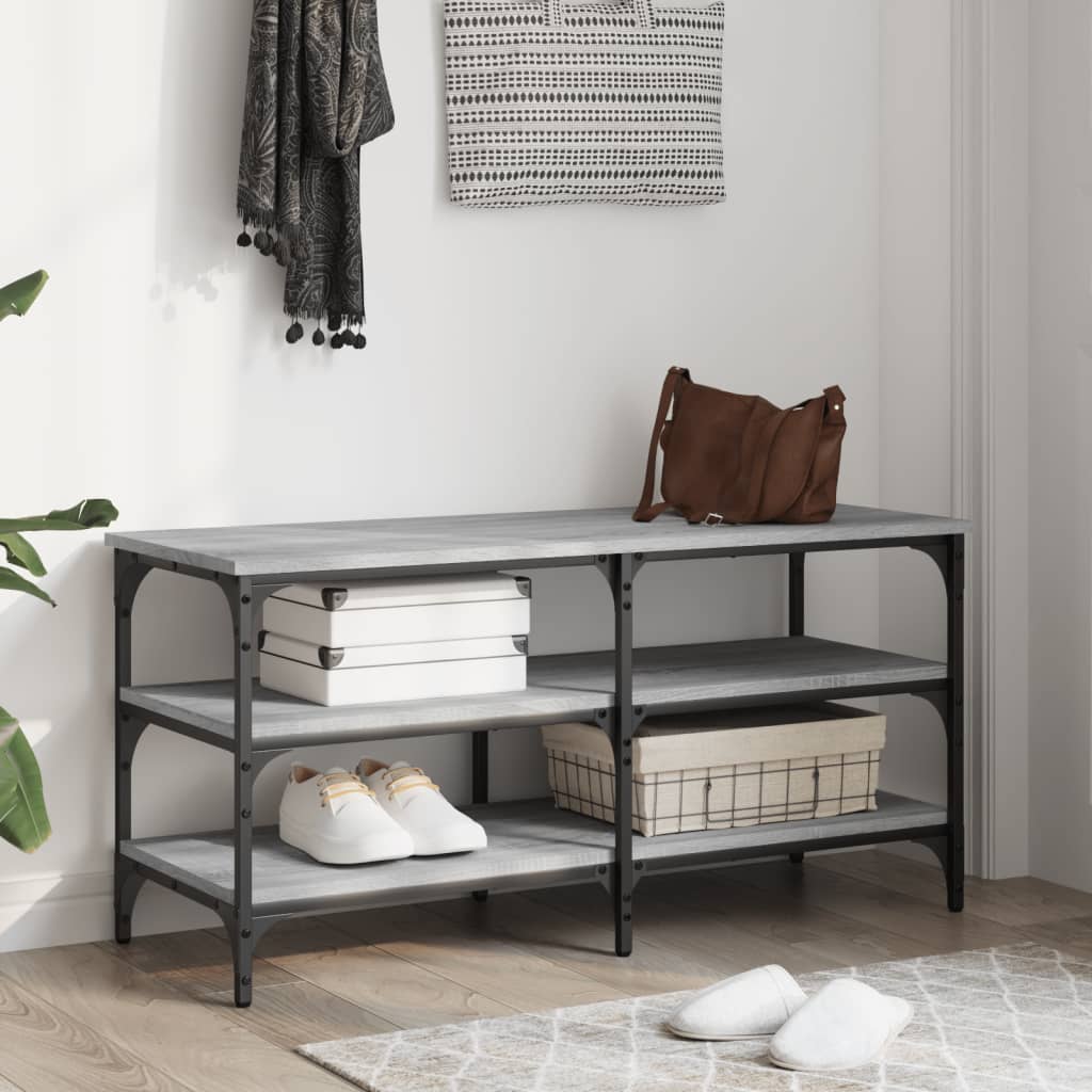 vidaXL Kenkäpenkki harmaa Sonoma 100x38,5x49 cm tekninen puu