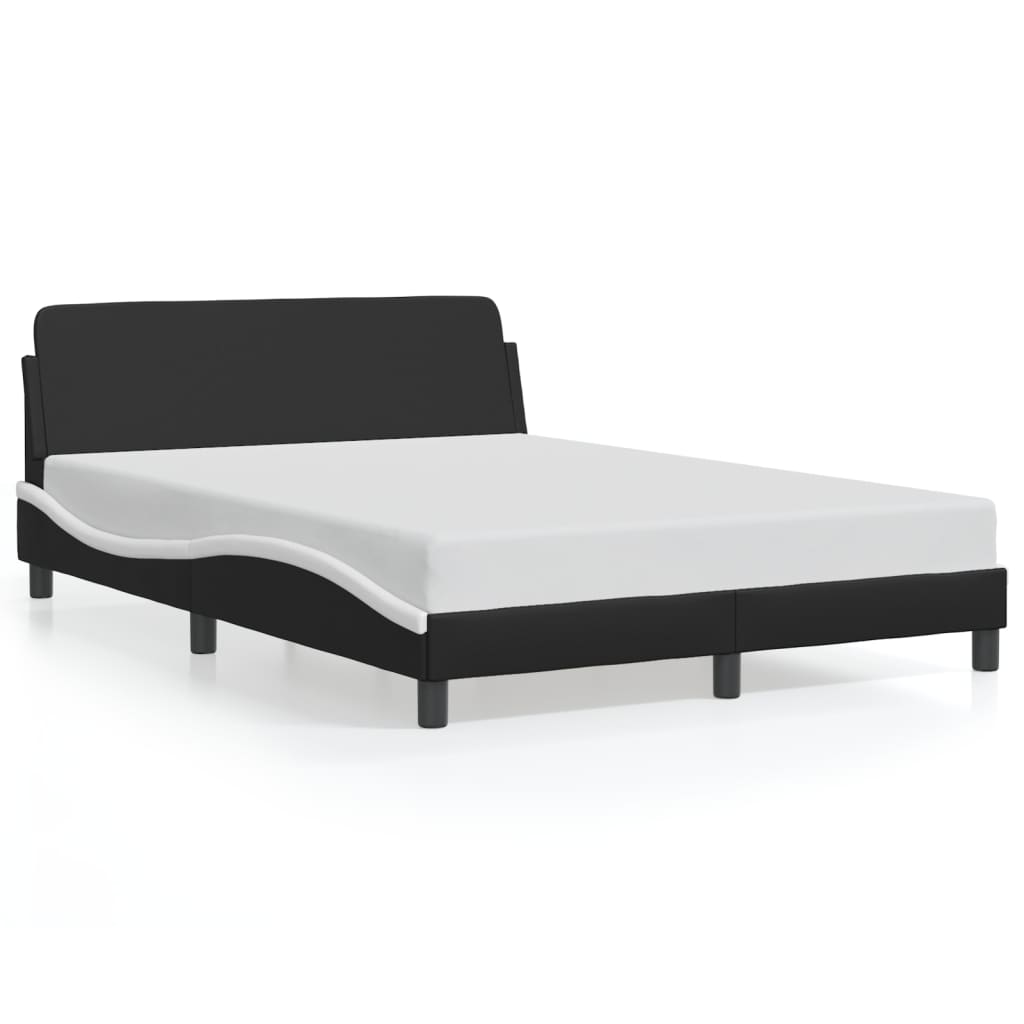 vidaXL Bed Frame without Mattress Black and White 53.9"x74.8" Faux Leather