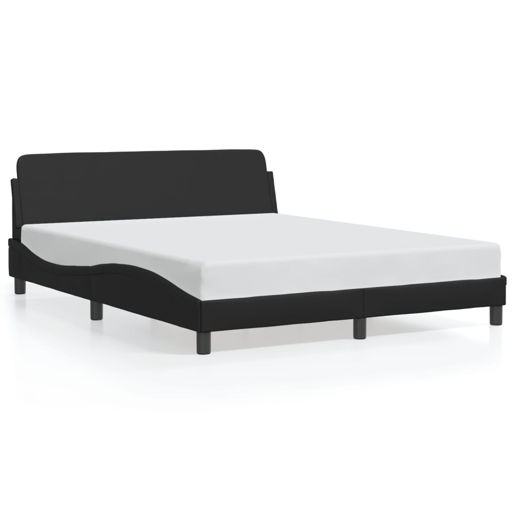 vidaXL Bed Frame without Mattress Black 59.8"x79.9" Faux Leather