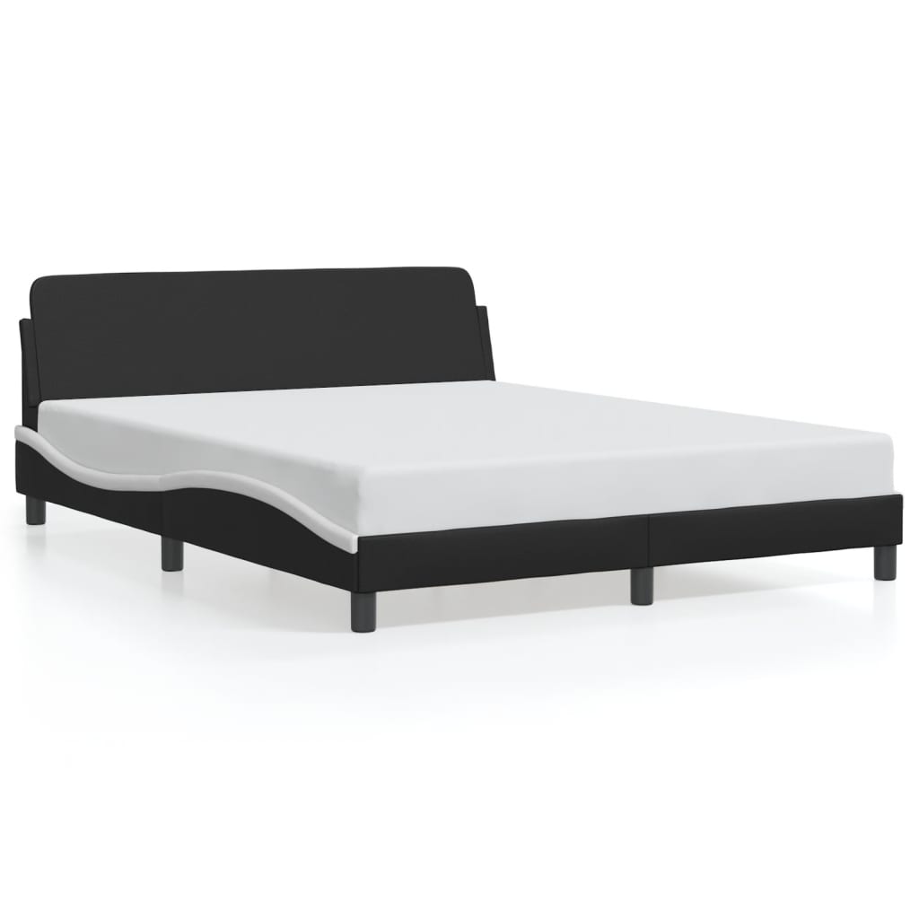 vidaXL Bed Frame without Mattress Black and White 59.8"x79.9" Faux Leather