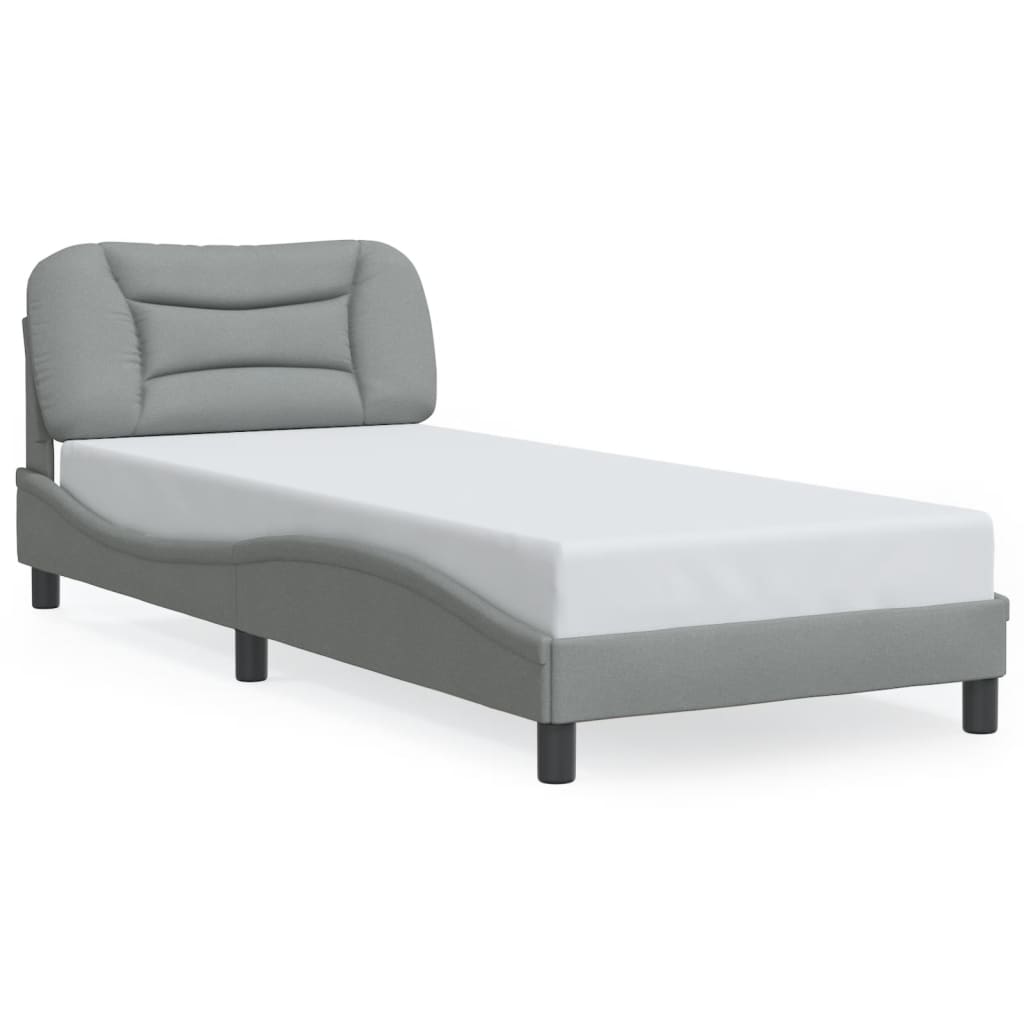 vidaXL Cadru de pat cu tăblie, gri deschis, 80x200 cm, textil
