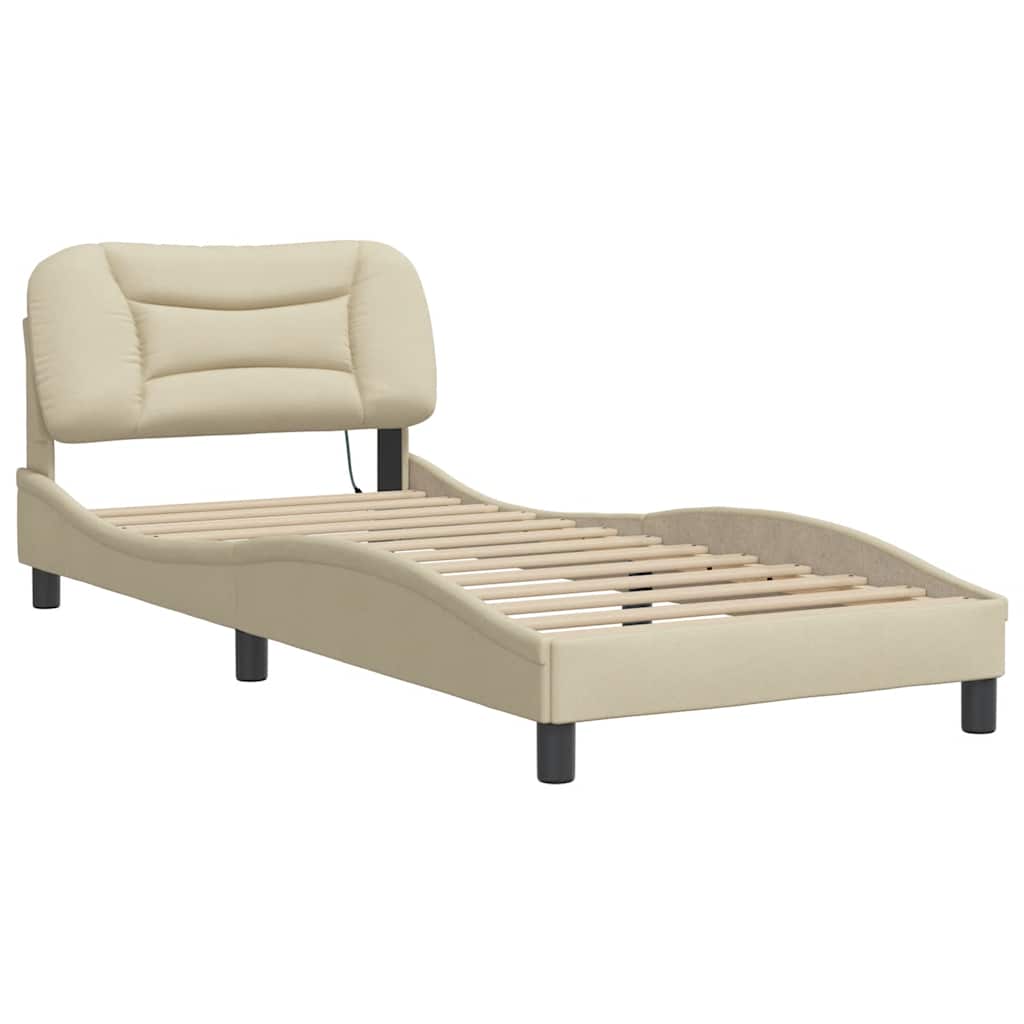 vidaXL Bedframe zonder matras "Hvar" 80x200 cm stof crèmekleurig, foto 2