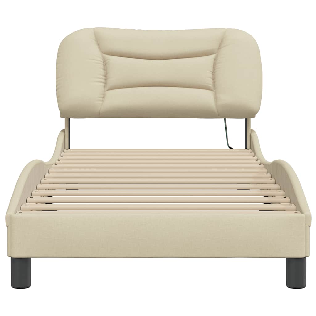 vidaXL Bedframe zonder matras "Hvar" 80x200 cm stof crèmekleurig, foto 4