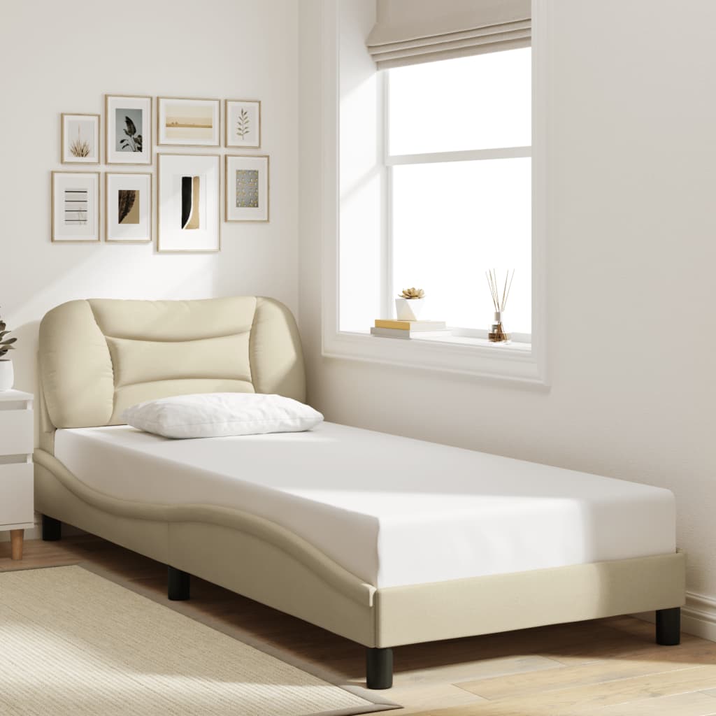 vidaXL Cadru de pat fără saltea Hvar cremă 80x200 cm țesătură
