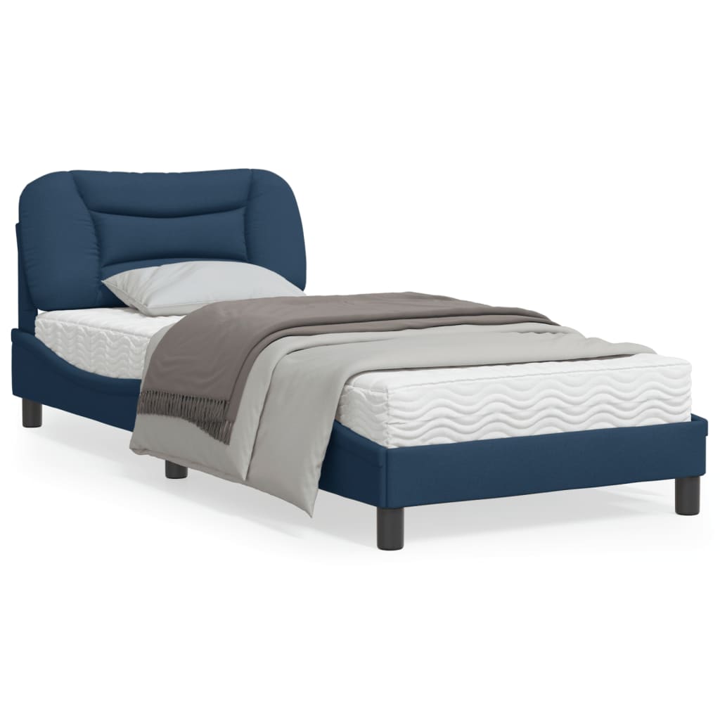 vidaXL Cadru de pat cu tăblie, albastru, 80x200 cm, textil