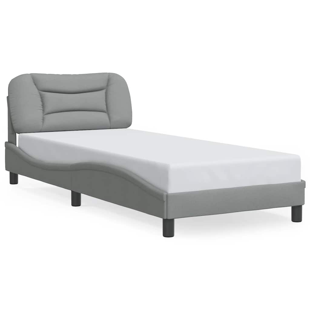 vidaXL Bedframe zonder matras "Hvar" 90x190 cm stof lichtgrijs grijs, foto 3
