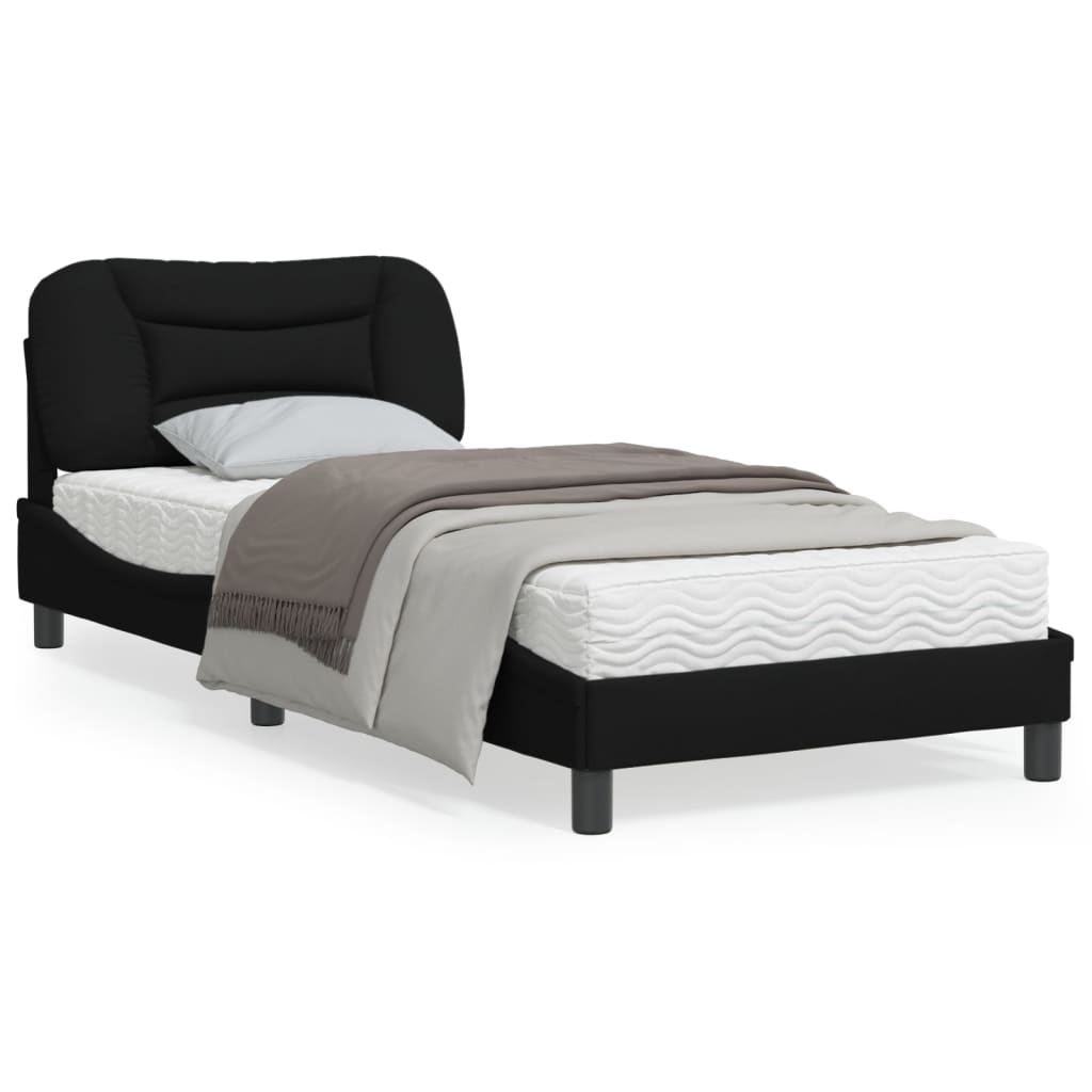 vidaXL Cadru de pat cu tăblie, negru, 90x190 cm, textil