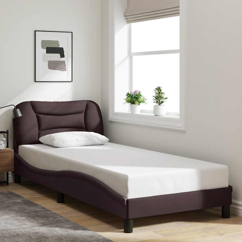 vidaXL sengeramme uden madras Hvar Mørkebrun 90x190 cm Stof
