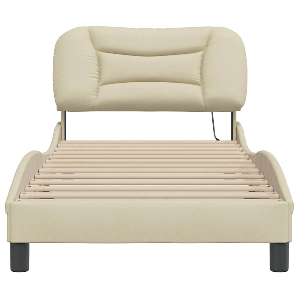 vidaXL Bedframe zonder matras "Hvar" 90x190 cm stof crèmekleurig, foto 4
