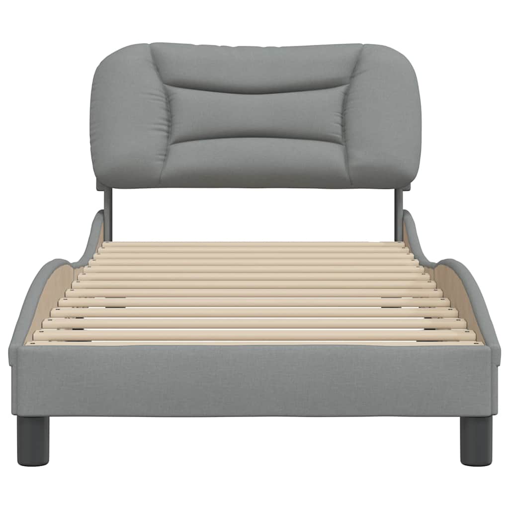 vidaXL Bedframe zonder matras "Hvar" 90x200 cm stof lichtgrijs grijs, foto 4