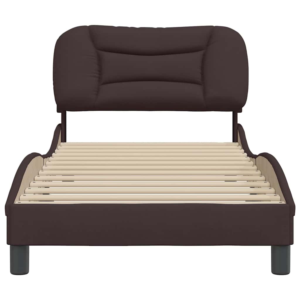 vidaXL Bedframe zonder matras "Hvar" 90x200 cm stof donkerbruin bruin, foto 4
