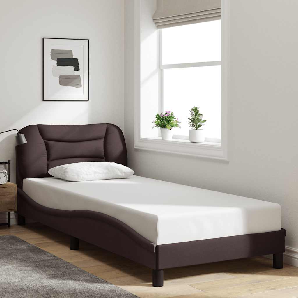 vidaXL sengeramme uden madras Hvar Mørkebrun 90x200 cm Stof