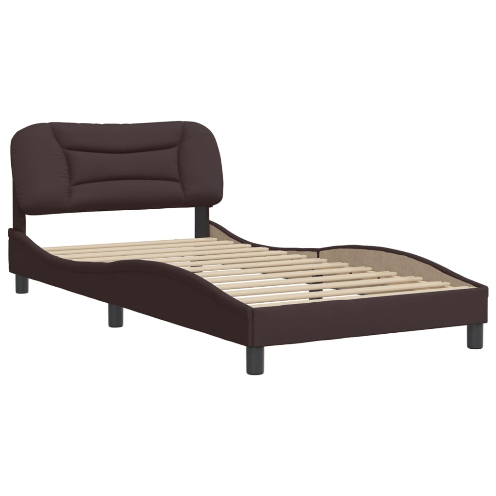 vidaXL Bedframe zonder matras 100x200 cm stof donkerbruin afbeelding
